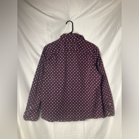 Duluth Trading Co Womens xlarge Long Sleeve Button Up Red Burgundy Polka Dot - Picture 4 of 6